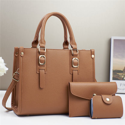 Classic Litchi Pattern Women Bag Set with Multiple Colors
