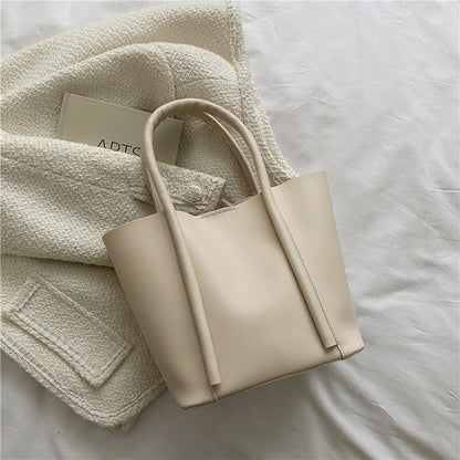 Bolso de mano informal de gran capacidad para mujer, de color liso, estilo urbano, de PU.