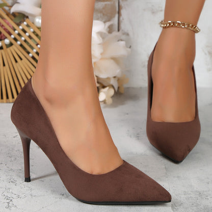Women Fashion Suede Pointed Toe High Heels Shoes