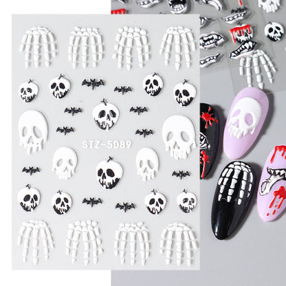 Pegatina para uñas con diseño de araña y máscara de labios de Halloween
