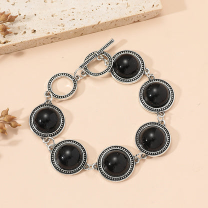 Pulsera étnica bohemia retro turquesa para mujer