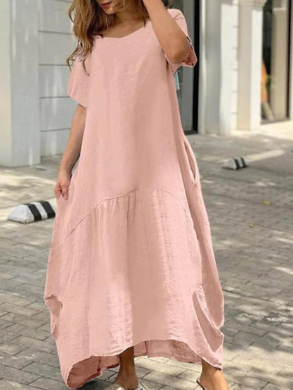 Women Fashion Casual Loose Plus Size Maxi Dress