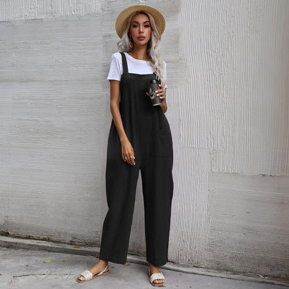 Cozy Cotton Linen Women's Sleeveless Jumpsuit