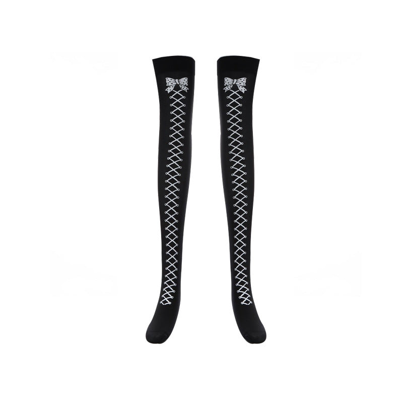 Women Funny Halloween Skeleton Bat Spider Web Stockings