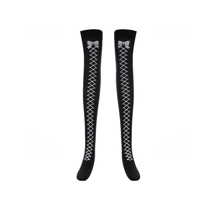Women Funny Halloween Skeleton Bat Spider Web Stockings
