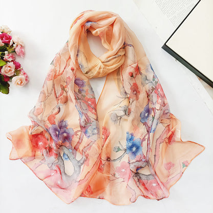 Bufanda con estampado de flor de ciruelo suave de Easide Beach con protector solar de verano