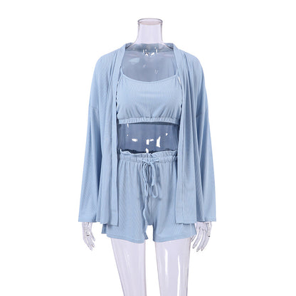 Women Fashion Sexy Ice Silk Comfortable Pajamas Set
