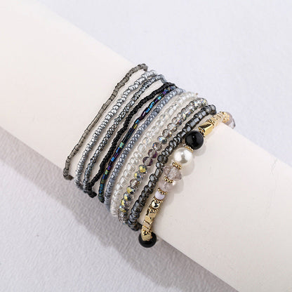 Conjunto de pulseras de perlas de cristal natural de estilo bohemio