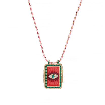 Collar con colgante de ojo malvado de sol y luna de estilo bohemio para mujer