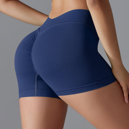 Pantalones cortos deportivos de yoga de color sólido sin costuras sexys para mujer