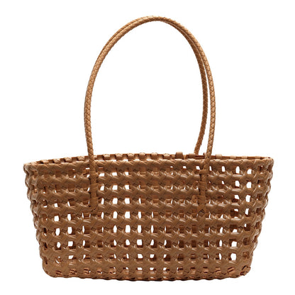 Handmade Woven Fabric Beach Tote with Vegetable Basket Style
