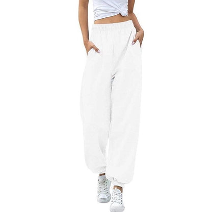 Women Casual High Waist Polyester Loose Pants