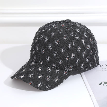 Gorra de béisbol vaquera rasgada informal para mujer