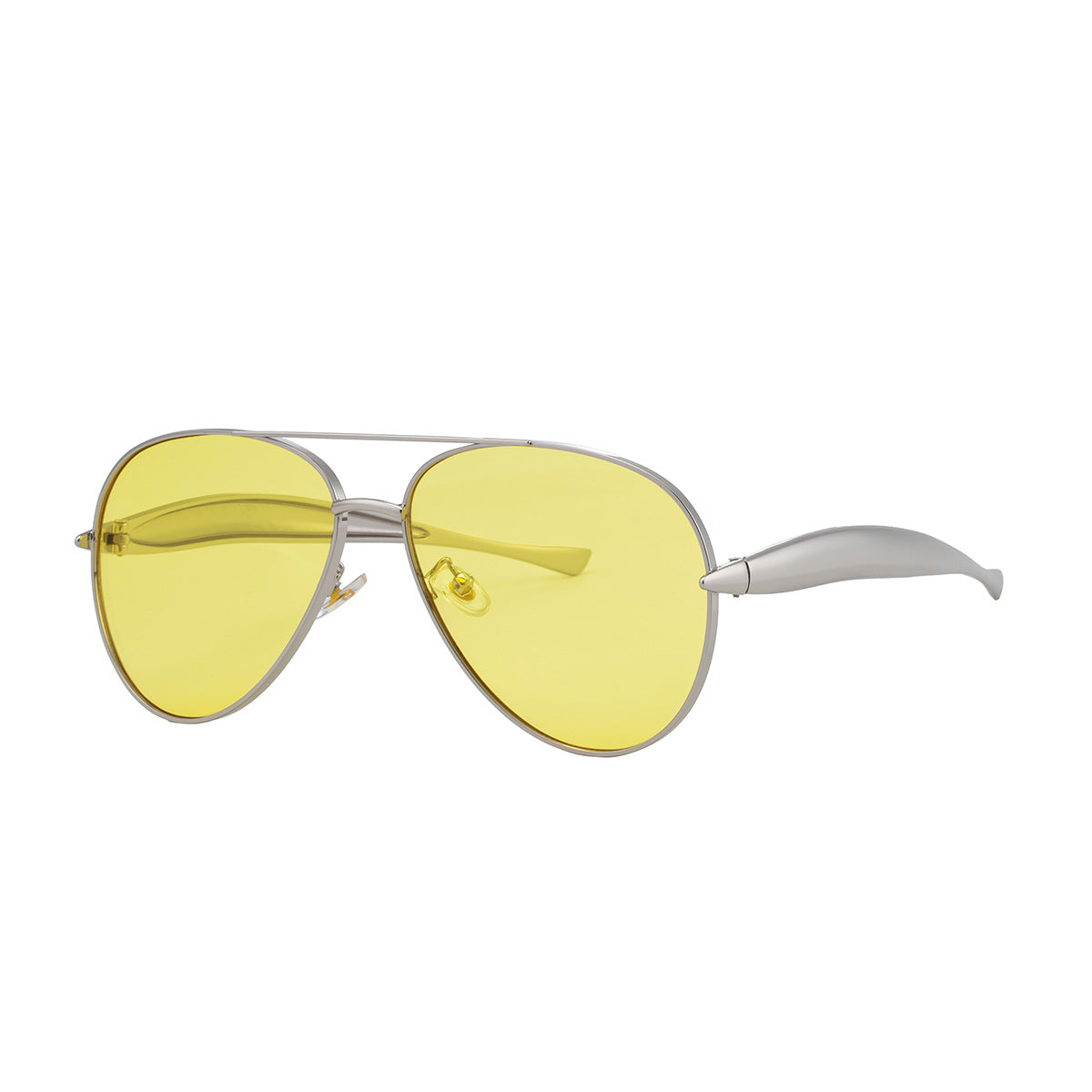 Lunettes de soleil à monture large en métal de couleur unie pour femmes