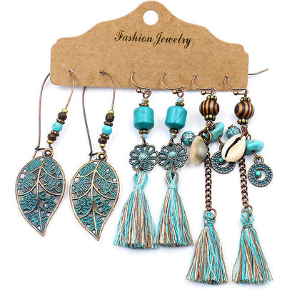 Boucles d'oreilles à pompons créatives de style ethnique bohème rétro