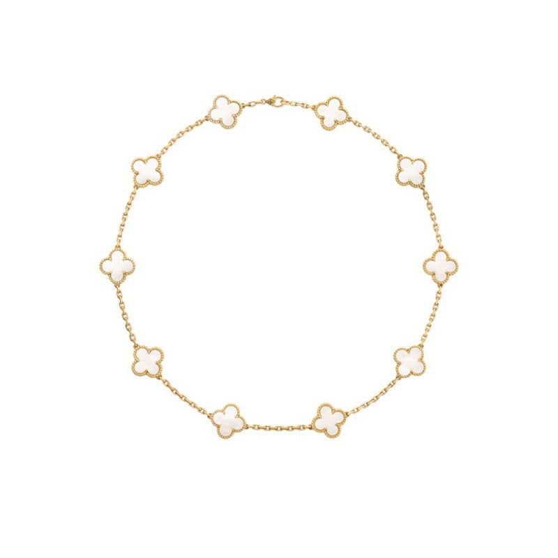 Collar de trébol de cuatro hojas de doble cara para mujer