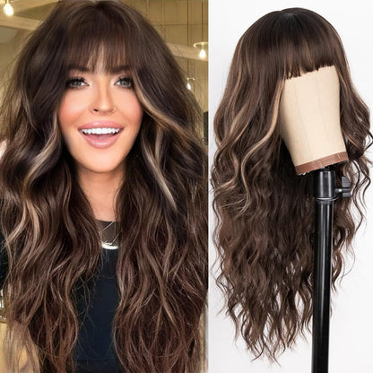 Women Fashion Bangs Gradient Long Curly Hair Wig