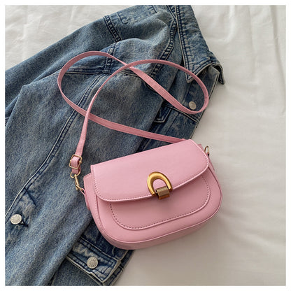 Bolso de hombro retro de color sólido para mujer