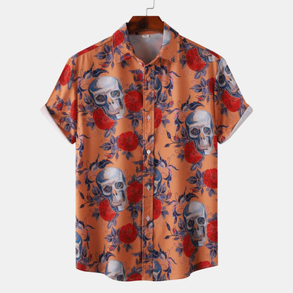 Camisa con estampado de flores diminutas en 3D para hombre, ideal para vacaciones de verano