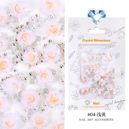 Décoration d'ongles créative en résine florale tridimensionnelle pour femmes, motif rose
