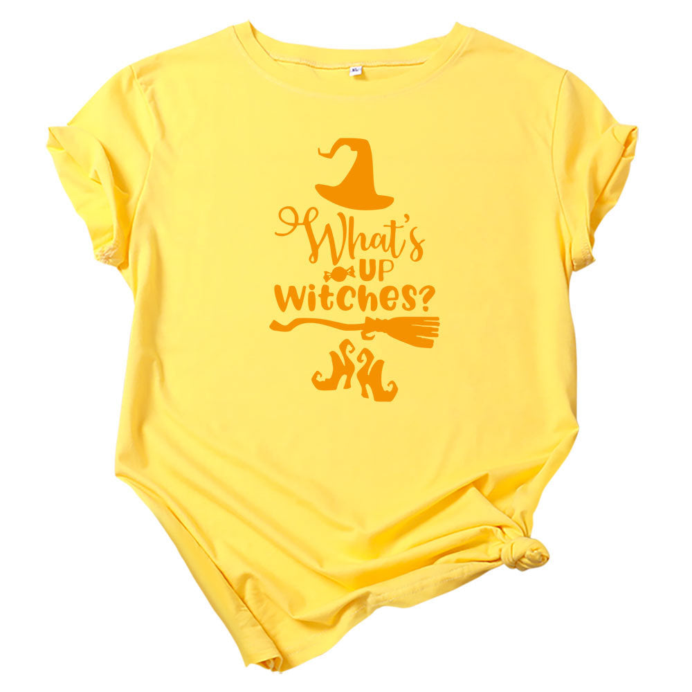 Camiseta informal de Halloween con cuello redondo y manga corta para mujer