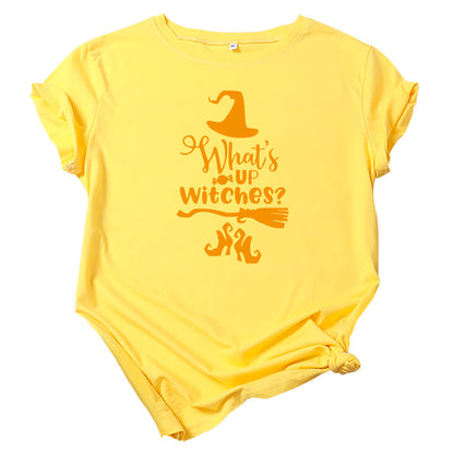 Camiseta informal de Halloween con cuello redondo y manga corta para mujer