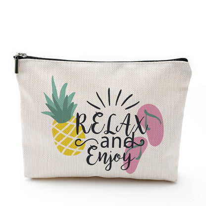Bolsa de cosméticos de lino y algodón impermeable para viajes