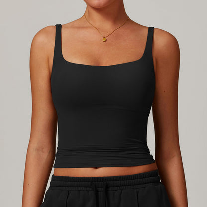 Camiseta de yoga de color liso informal a la moda para mujer