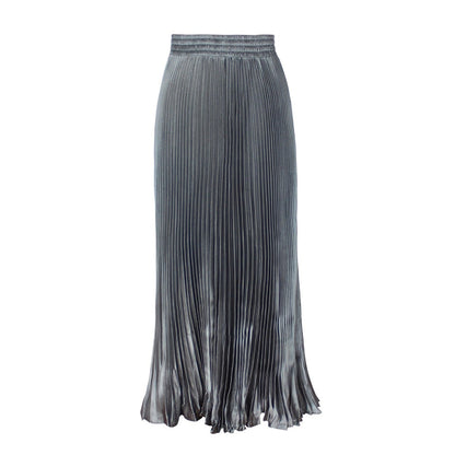 Women Fashion Solid Color Pleated Skirt in Cotton Silk