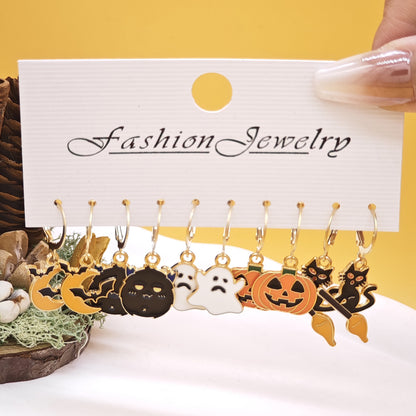 Pendientes creativos de calabaza fantasma demonio de Halloween con aceite