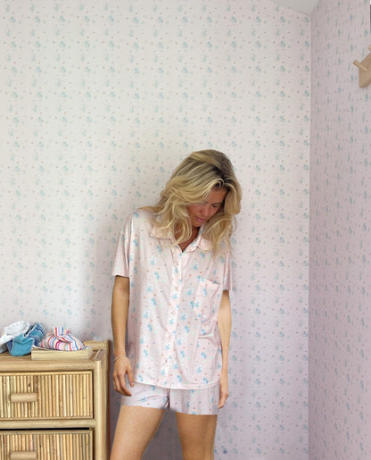 Women Casual Floral Printed Short-Sleeve Pajama Set