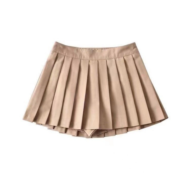 Falda plisada de cintura alta elegante de color sólido a la moda para mujer
