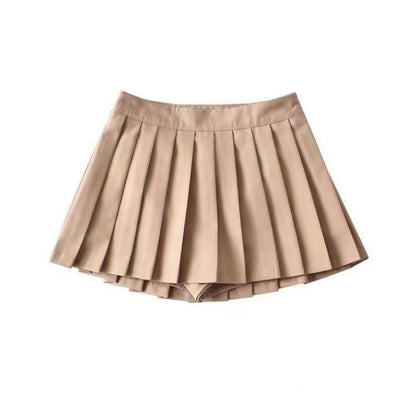 Falda plisada de cintura alta elegante de color sólido a la moda para mujer
