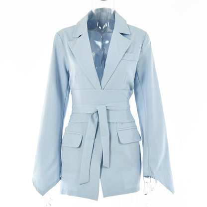 Women Casual Solid Color Polyester Lapel Blazer
