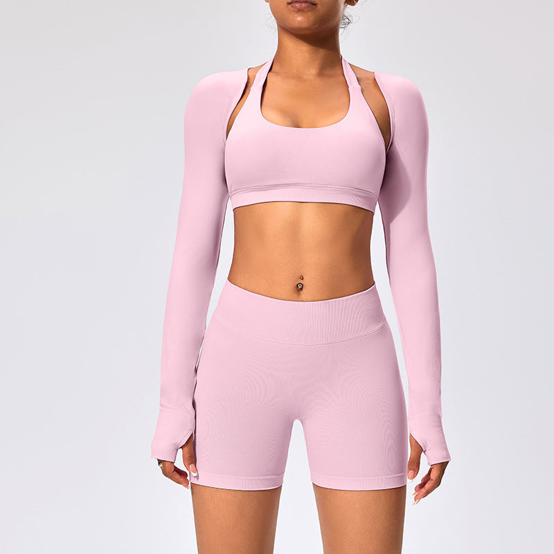 Haut de yoga décontracté à manches longues et couleur unie pour femme