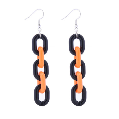Pendientes de gato negro con cadena de calabaza, creativos y divertidos de Halloween para mujer