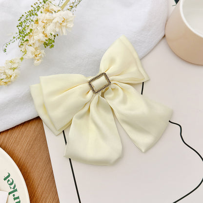Women Fashion Solid Color Double-Layer Bowknot Hairpin