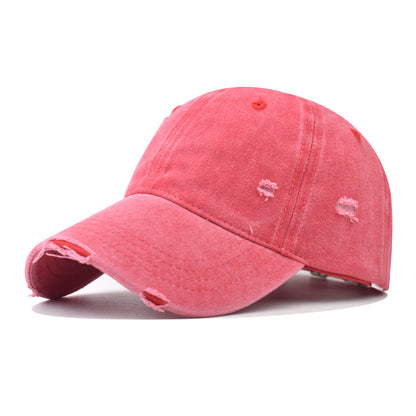 Fashion Casual Solid Color Ripped Baseball Cap Cotton Unisex Style