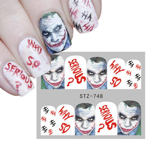 Autocollants pour ongles motif crâne et feuille d'érable pour femme, mode Halloween