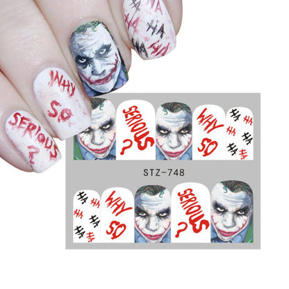 Autocollants pour ongles motif crâne et feuille d'érable pour femme, mode Halloween