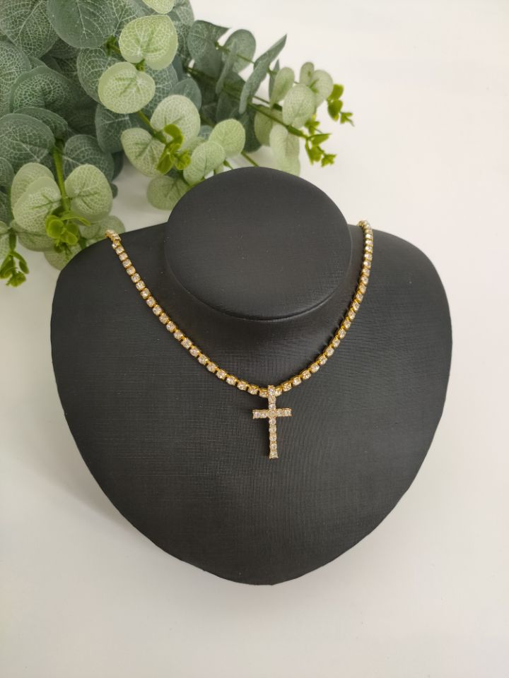 Women Rhinestone Alphabet Necklace