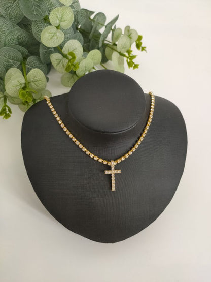 Women Rhinestone Alphabet Necklace