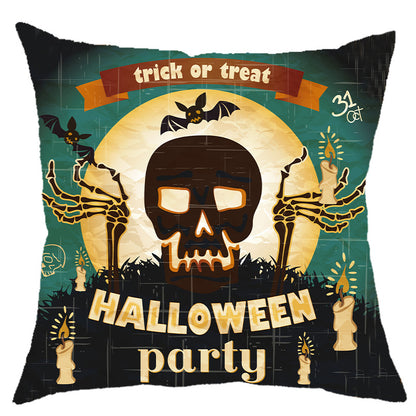 Halloween Pumpkin Skull Print Linen Sofa Cushion Cover