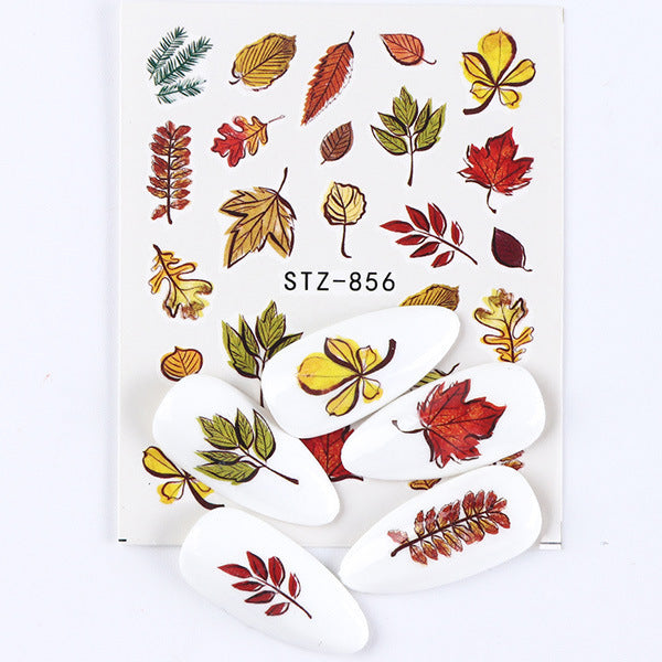 Autocollants pour ongles motif crâne et feuille d'érable pour femme, mode Halloween