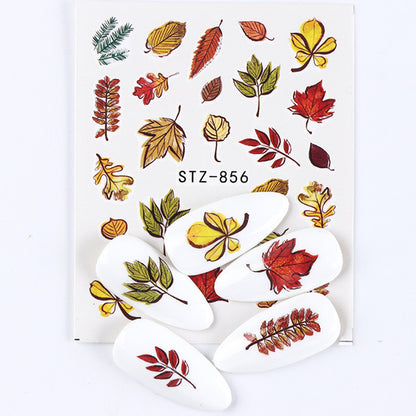Autocollants pour ongles motif crâne et feuille d'érable pour femme, mode Halloween