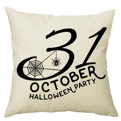Halloween Pumpkin Skull Print Linen Sofa Cushion Cover