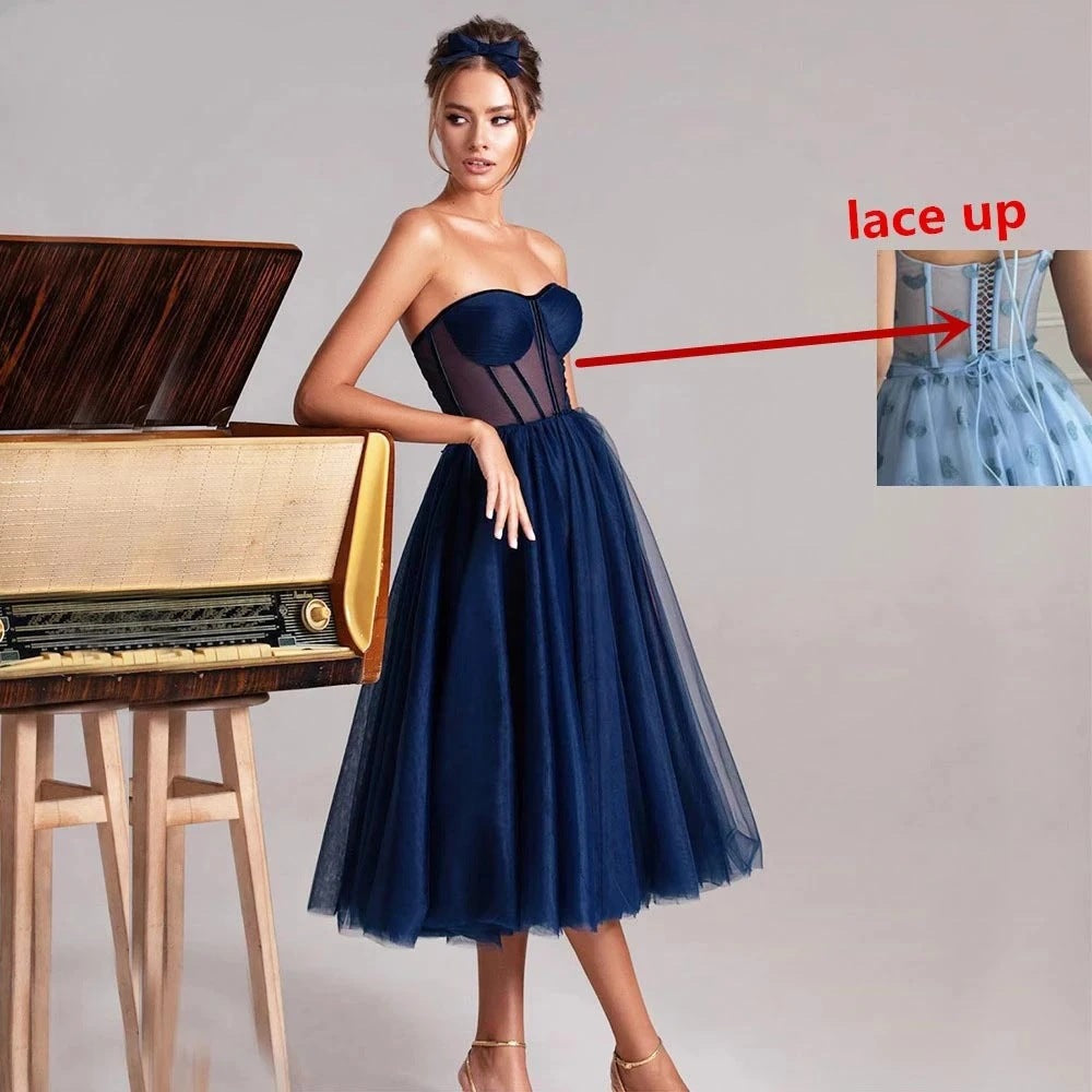 Vestido de fiesta elegante de encaje tubo midi para mujer