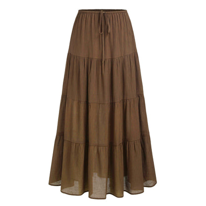Women Fashion Solid Color Printed High Waist Skirt