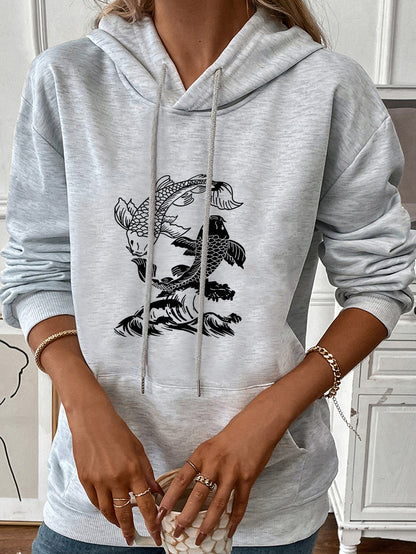 Women's Casual Print Hoodie - Scenery Pullover