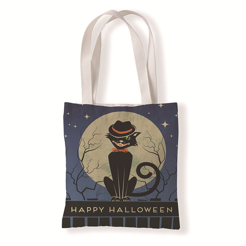 Bolsa de lona con estampado de dibujos animados de Halloween y terror